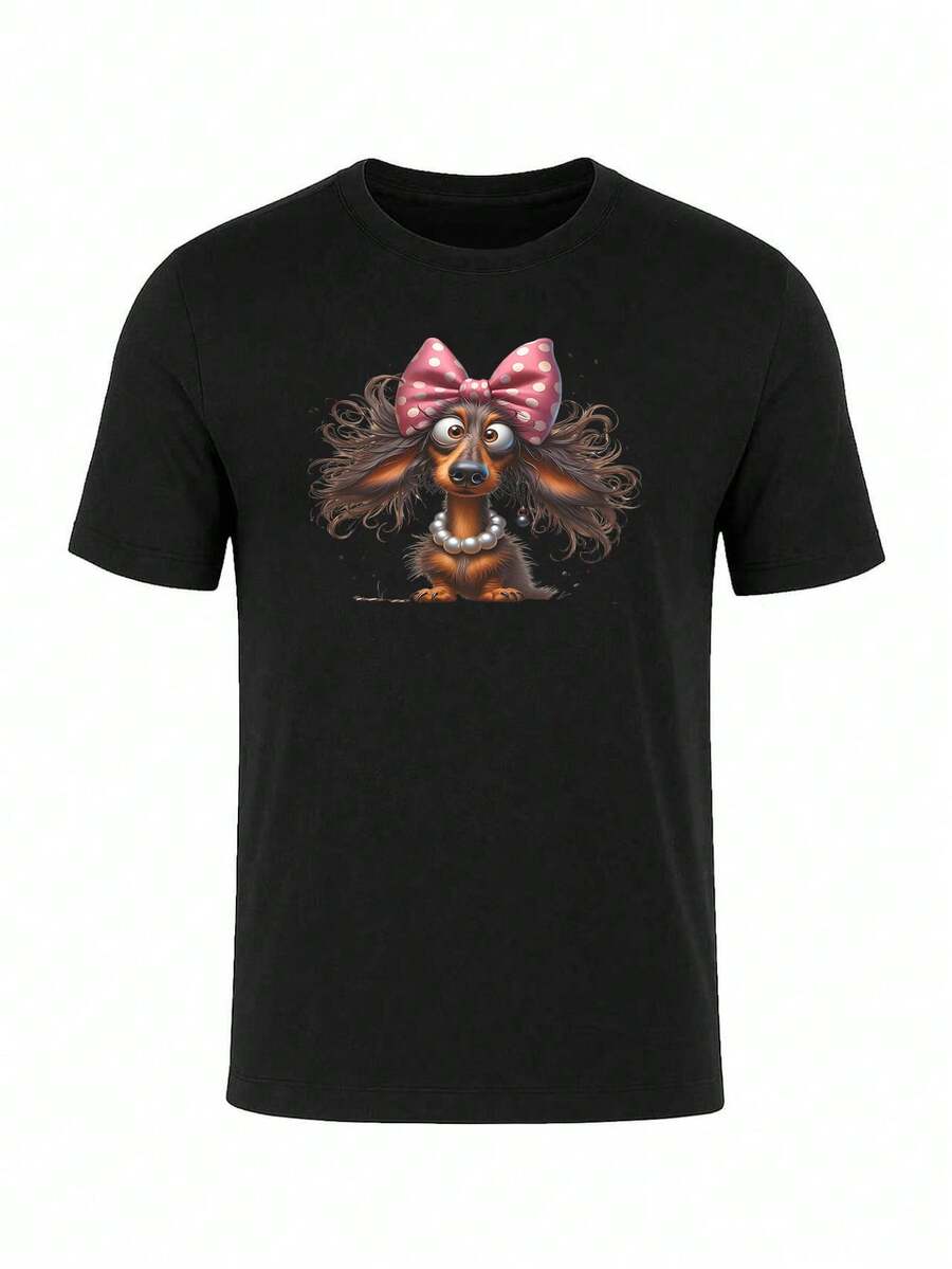 Men Abstract Graphic Print T-Shirt Soft Cotton Tee - 黑色 - 查看 1