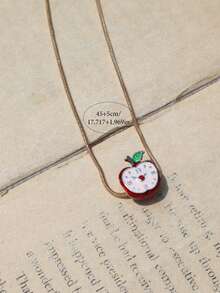 Cute Fruit Papaya Blueberry Charm Necklace Set 3pcs, Cute Red Apple Necklace, Fashion Cherry Blossom Necklace - Gold - View 9