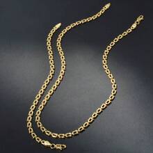 2pcs Simple 14K Gold Plated U-Shaped Necklace Bracelet Jewelry Set For Men Women Daily Party Wear - Gold - View 6
