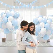 60pcs Blue And White Balloons Set,Clear Pearl White Light Blue Balloons For Bridal Shower Anniversary Graduation Wedding Birthday Party Decorations - Style 1 - View 4
