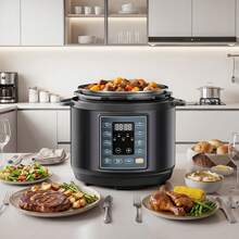 Sweetcrispy 10-In-1 Electric Pressure Cooker, 3 Quart Multi Cooker For Rice, Stew And Steam, Small Programmable Stainless Steel Pot With Slow Cook Function And Ceramic Inner Pot - Black - View 9