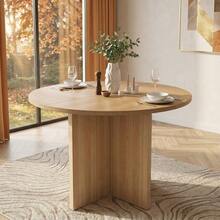 Round Dining Table, 120 X 120 Cm, Suitable For 4-6 People, Classic Design, Scandinavian Minimalist Style, Oak Color. - 自然色 - 查看 10