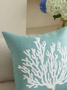 LCUHPCL 1pc Tropical Ocean Style 3D Embroidered Coral Pillow Case, Home Decor For Living Room, Bedroom, Party, Outdoor Patio And More - Mint Blue - View 6