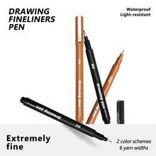 GuangNa Ultra-Fine Needle Liner Pen Set, Brown & Black Color Options, 6 Tip Sizes, Professional Art Student Liner Pens, Anime Hand Drawing Sketching Outlining Design Drawing Tracing, Perfect For Artists, Designers, Writers, Architects, Illustrators - Technical Drawing Pen - View 3