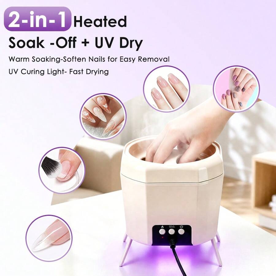Hailicare Nail Lamp & Soak-Off Machine, Constant Temperature Nail Removal Device, LED Nail Curing Lamp, Quick-Dry Gel Nail Polish Lamp, Home Nail Tool Set, Efficient Nail Baking Lamp, Smart Sensor Nail Machine - White - View 1