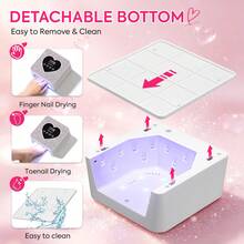 مصباح أظافر UV LED محمول بدون سلك 21 LED لأظافر الجل، ضوء UV قابل للشحن، مجفف أظافر احترافي مع 4 مؤقتات، مستشعر تلقائي ووضع حساس للتجفيف السريع، Diamond - وردي - مشاهدة 8