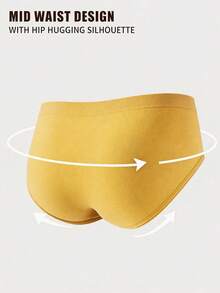 4pcs Seamless Mid-Waist Panties, Maillard Color Comfortable High Elasticity Triangle Briefs - Multicolor - View 7
