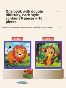 9/16pcs Magnetic Paper Cartoon Animal Puzzle, Children's Educational Puzzle Busy Book, Progressive Puzzle Logic Thinking Brain Development Educational Toy, Suitable For Boys And Girls - Multicolor - View 6