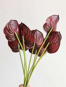 23.6 Inch Realistic Artificial Red Anthurium, Touch-Feel Bordeaux Red Flower, Faux Flower For DIY Wedding Bouquet, Centerpiece, Floral Arrangement, Bridal Shower Party, Home Decor - Multicolor - View 4
