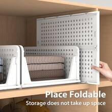 4 Pack Stackable Closet Storage Boxes, Multifunctional & Foldable Closet Organizer For Bathroom Kitchen Laundry Room Wardrobe Storage, Space-Saving Wardrobe Storage Drawer Organizer, White - View 7