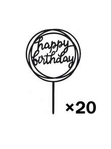 10入萬聖節黑色生日快樂蛋糕插牌 金色鏡面蛋糕裝飾 壓克力蛋糕插棒 生日派對用品 - Happy Birthday黑色 - 查看 15
