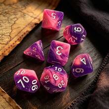 7-Piece Set Colorful Galaxy Theme Polyhedral Dice, Suitable For D&D RPG Tabletop Games And Role-Playing Dragon Tabletop Games, Multiple Dice - Multicolor - View 9