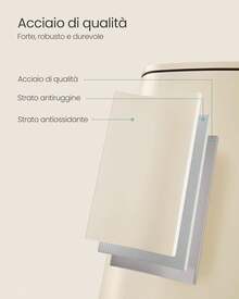 SONGMICS Pattumiera da Cucina, Cestino da 20 L, Cestino a Pedale in Acciaio, con Secchio Interno, Chiusura Morbida e Resta Aperto, Beige Sabbia LTB592A02 I3DP - Inchiostro nero - Visualizzare 11