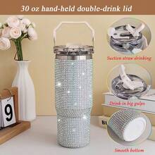 30oz Tumbler – Diamond Finish, Double Wall Vacuum Insulated Stainless Steel, Leakproof, Reusable, Coffee Mug, Water Bottle, Matcha Drinkware, US Local Shipping - Multicolor - View 4