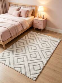 1 pieza Alfombra gris con patrón geométrico 3D, estilo minimalista, sensación premium, alfombra engrosada, alfombra gruesa, alfombra de felpa, alfombra de otoño/invierno, alfombra engrosada, alfombra decorativa, decoración de dormitorio, alfombra pequeña, alfombra, decoración del hogar, alfombra de sala de estar, alfombra pequeña de sala de estar, alfombra de dormitorio, decoración del hogar de sala de estar, alfombra de exterior, alfombra lavable - Multicolor - Ver 2