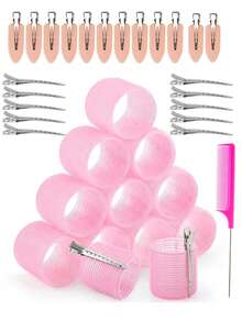 Women's Large Hair Roller Set With Clips And Comb, Suitable For Long And Thick Hair, Adds Volume, Home And Travel Styling Accessory Gift - Multicolor - View 3