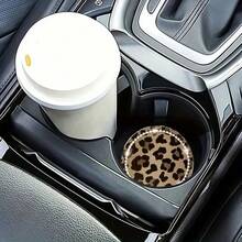 2入豹紋水鑽時尚汽車杯墊，汽車內飾裝飾 - 豹紋杯墊 - 查看 3