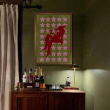 1 Piece Cowgirl Painting Posters Women Print Picture Red Silhouette Art Poster Pink Stars Background Mural Funky Wall Arts Western Wall Print Bar Decor Preppy Dorm Decoration No Frame - Cowgirl - View 7