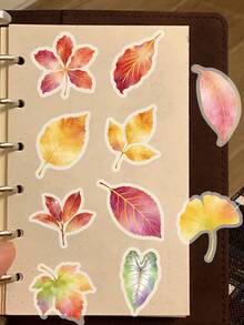 50pcs These Gold-Foil 'One Leaf' PET Self-Adhesive Stickers Are Ideal For Office Stationery, Bullet Journal Accessories, Calendars And Planners. With Their Stylish Design, They Are Perfect For Winter And The New Year, And Are Easy To Peel And Apply. - Sticker - View 9