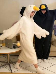 卡通珊瑚絨長款浴袍 中性加厚毛絨連帽居家浴袍 Cosplay - 彩色 - 查看 9