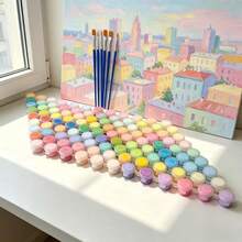Macaron Acrylic Paint Set 12/24/36/48/108 Colors, Waterproof Quick-Drying Water-Based Paint With Brushes. Suitable For Canvas, Stone, Ceramic And DIY Crafts With Rich Mixable Colors. Great Gift For Students, Artists And Hobbyists. - Macarons - View 2