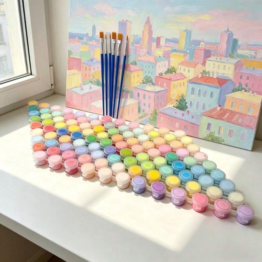 Macaron Acrylic Paint Set 12/24/36/48/108 Colors, Waterproof Quick-Drying Water-Based Paint With Brushes. Suitable For Canvas, Stone, Ceramic And DIY Crafts With Rich Mixable Colors. Great Gift For Students, Artists And Hobbyists.