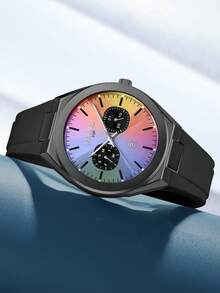 Reloj de cuarzo para hombre REWARD, estilo de moda empresarial, calendario, agujas luminosas, multifuncional, reloj de pulsera para hombre de alta calidad, regalo clásico, correa de silicona - Verde militar - Ver 5