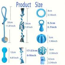 Puppy Teething Toy - Dog Teething Period Toy, Suitable For Puppies, Includes Teething Ring And Durable Rope, Blue Rubber Toy Set, Suitable For Small Dogs, Cute Interactive Dog Ball, Suitable For Small Dog Christmas Gift - Blue - View 2