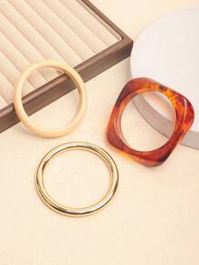 3 piezas de pulseras acrílicas translúcidas asimétricas exageradas, adecuadas para mujeres, versátiles y personalizadas, para uso diario - Multicolor - Ver 2