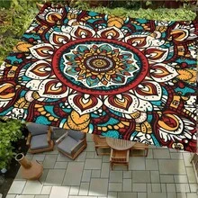 1 pieza Vela de sombra solar cuadrada con estampado geométrico de girasol fresco, adecuada para patio pequeño, piscina, área de ocio al aire libre de villa. Sombrilla de playa, tela de sombra solar para exteriores, toldo de playa, tienda de playa, sombra solar para patio, cenador al aire libre, cenador - Bohemia C - Ver 28