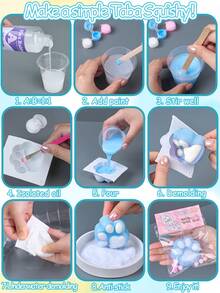 26件組 Taba 軟萌可愛 DIY 套件，慢回彈手工製作組，DIY 珠寶飾品製作，1:1 AB 液態矽膠搭配 4 個模具，生日節日派對小禮物，DIY 手作愛好者的理想選擇，適合初學者，個性化禮物 - set - 查看 5
