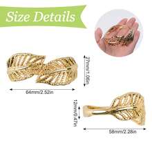 2pcs Zinc Alloy Decorative Curtain Tiebacks, Decorative Curtain Tie-Back Clips, Spring Curtain Fixing Clips, Suitable For Home And Office - Golden Hollowed-out Leaves - View 2