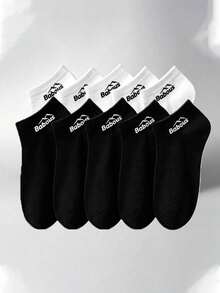 5/10/15 Pairs Men's Babous Mountain Logo Short Boat Socks Multi-Color Assortment, Versatile Daily Wear, Multiple Sizes Available, Simple Classic Men's Socks Set - Multicolor - View 6