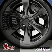 8pcs/Set Sport Reflective Car Wheel Rim Vinyl Stickers Hash Mark Stripe Racing Wheel Hub Decals - A - View 3
