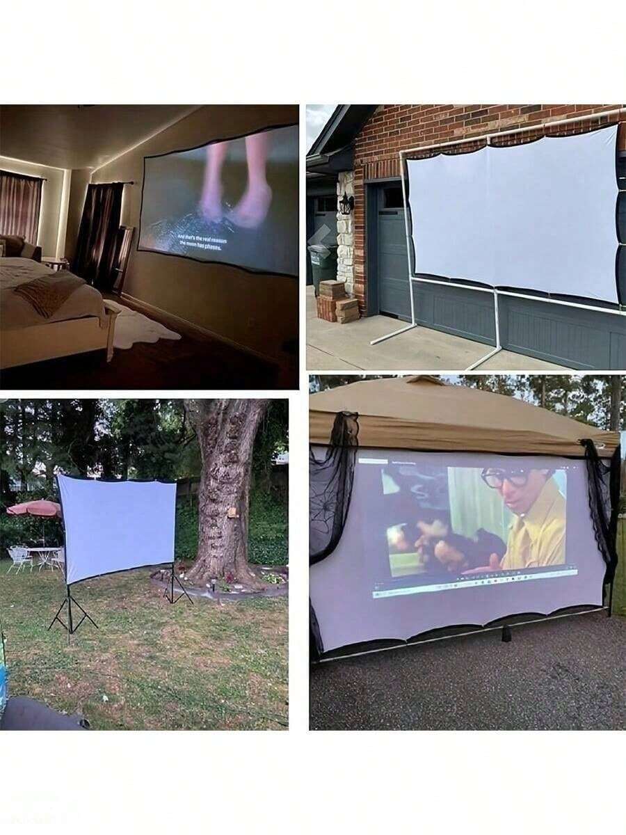 Pantalla de proyección blanca de 60-120 pulgadas, pantalla de cine de alta definición 16:9 montada en la pared, plegable y antiarrugas, adecuada para exteriores, interiores, camping y salas de reuniones, fácil de transportar y conveniente de llevar