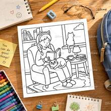 Mama Cat3: Creative Coloring Book For Teens, Includes 5 Random Stickers, 24 Pages Of DIY Doodle, Suitable For Birthday, Anniversary, Valentine's Day, Halloween Gifts, Back To School And Stationery Supplies - Cat Mom 3 - View 5