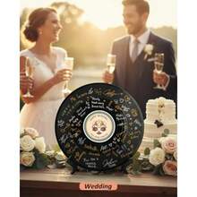 2 Pack Vinyl Record Guest Book For Birthday Party 12" Blank Fake Records For Wall Decor Alternative Guestbook For Sweet 16 18th Wedding Graduation Baby Born Music Themed 70s 80s Party Decoration - Black - View 5