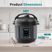 Sweetcrispy 10-In-1 Electric Pressure Cooker, 3 Quart Multi Cooker For Rice, Stew And Steam, Small Programmable Stainless Steel Pot With Slow Cook Function And Ceramic Inner Pot - Black - View 3