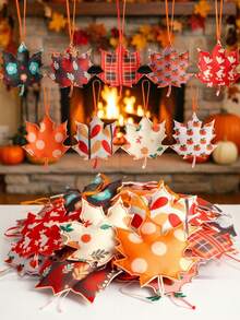 3/6/9pcs Random Color Cute Felt Autumn Leaf Tree Decor, Thanksgiving Leaf Pumpkin Hanging Ornaments, Suitable For Baby Shower And Home Decoration - Multicolor - View 2