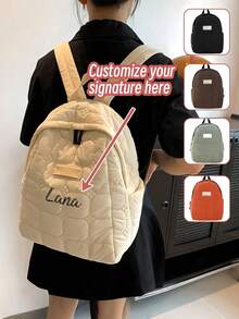 1pc Embroidered Customized Dreamy Colorful Cute Fish Tail Backpack, Colorful Fish Tail Design Student School Bag Can Embroider Your Own Name, Essential For Back To School, Outdoor Travel - Multicolor - View 7