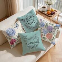 4pcs Hydrangea Butterfly And Floral Pattern Pillow Covers Without Inserts, Single-Sided Printed Pillow Covers, Suitable For Living Room Bedroom Home Decor, All-Season Pillow Covers - Multicolor - View 8
