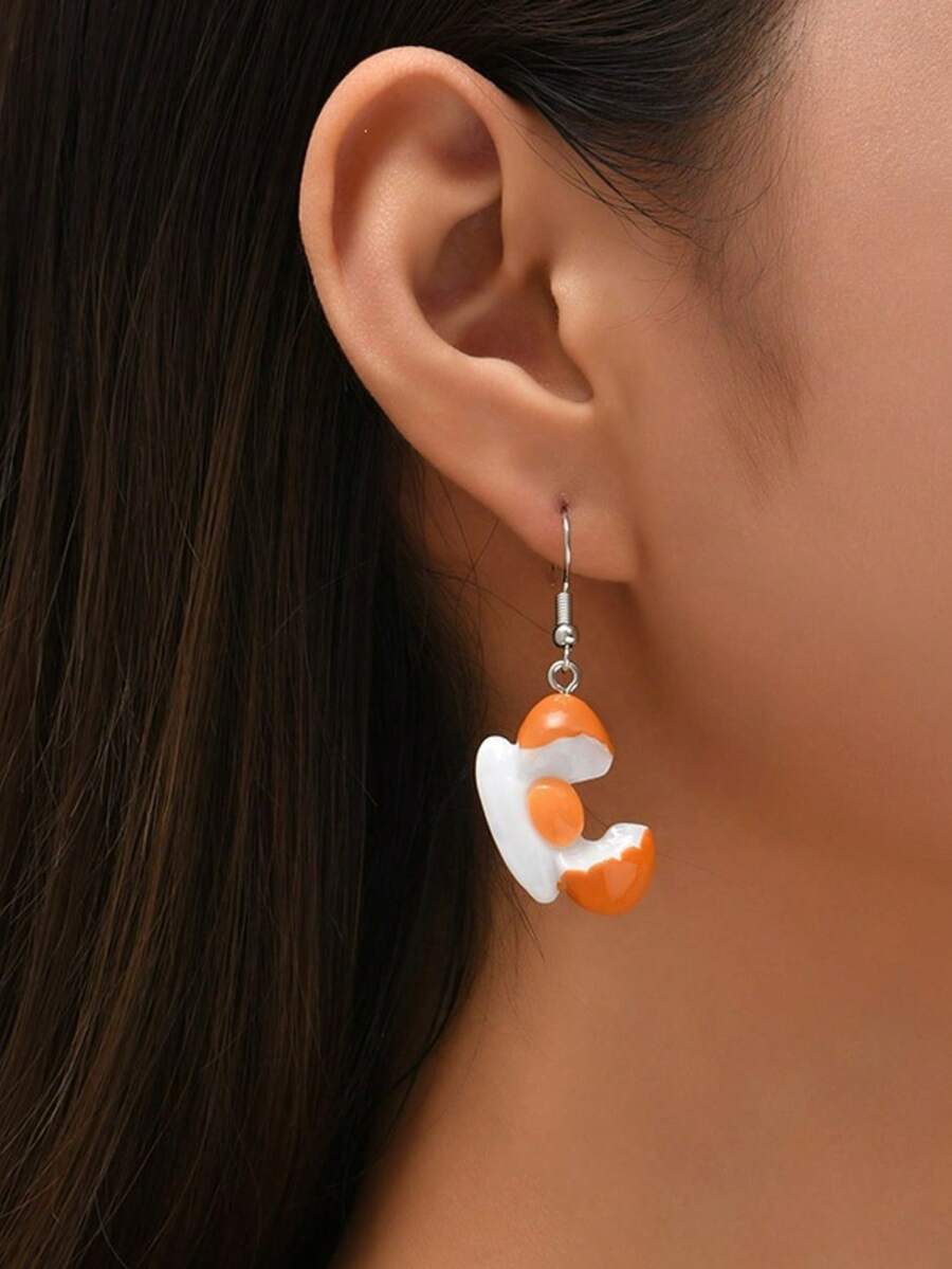 1pc Quirky Funny Creative Design Unique Exaggerated Broken Egg Earring - Multicolor - View 1