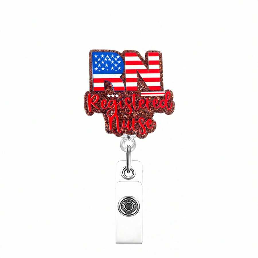 1pc Rn Registered Nurse Badge Reel Acrylic Retractable Badge Holder Clip With Swivel Alligator Clip For Nursing CNA Pediatric Doctor Medical Personnel Student Office Workers Accessories Gifts - Multicolor - View 1