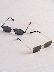 1 Pair Men's Metal Square Fashion Glasses, Fashionable UV Protection Fishing Glasses Driving Fashion Glasses Metal Frame Fashion Glasses, Accessories Men, Summer, Festival, Men's Fashion Glasses - Multicolor - View 6