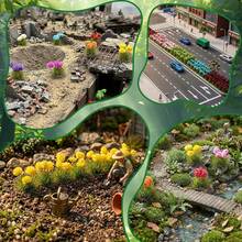 15 Peças Mini Tufos de Grama Estática com Aglomerados de Flores Coloridas, Kit de Modelo de Cenário Floral em Miniatura, Acessórios de Paisagem DIY para Modelos Militares de Wargaming, Layouts de Ferrovias de Trem, Jardins de Fadas de Casa de Bonecas, Decoração de Artesanato de Micro Paisagem - Multicolorido - Visão 9