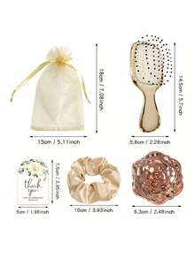 Brodark 5pcs/30pcs Gold, Pink, Silver Party Gift Comb Mirror Set, Rose Portable Mirror Travel Pocket Mirror Flip Cover Folding Square Small Comb Hair Tie Drawstring Bag Thank You Card Paper Single Bride Gift Birthday Party Overnight Celebration Gift Fun Creative Gift - Comb + Mirror + Hair Tie - View 6