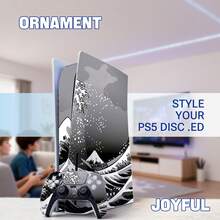 Disc Edition Retro Black & White Wave Art Sticker, Scratch-Resistant Bubble-Free Removable Console & Controller Skin - View 6