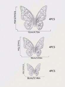 12pcs 3D Hollow Butterfly Wall Stickers Decor, Cake Decoration, Wedding Decoration, Living Room Home Decor, Birthday Party Butterfly Stickers - Multicolor - View 10