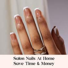 Beetles 150Pcs Brown French Tip Press On Nails, Short Square Fake Nails, Acrylic Full Cover Nail Tips, Reusable 15 Sizes For DIY Manicure Women - 150Pcs Brown Short Square - 查看 3