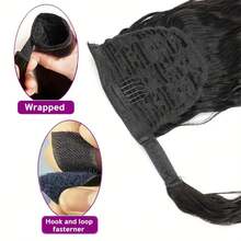 Deep Wave Ponytail 16-26 Inches Machine Made Magic Wrap Around Clip In Ponytail Black Remy Curly Brazilian Human Hair Extensions - Natural Black - View 6